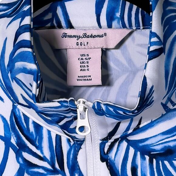 Tommy Bahama Golf Zip Up Jacket Blue White Sporty Vacation Tropical Resortwear S - Picture 3 of 9